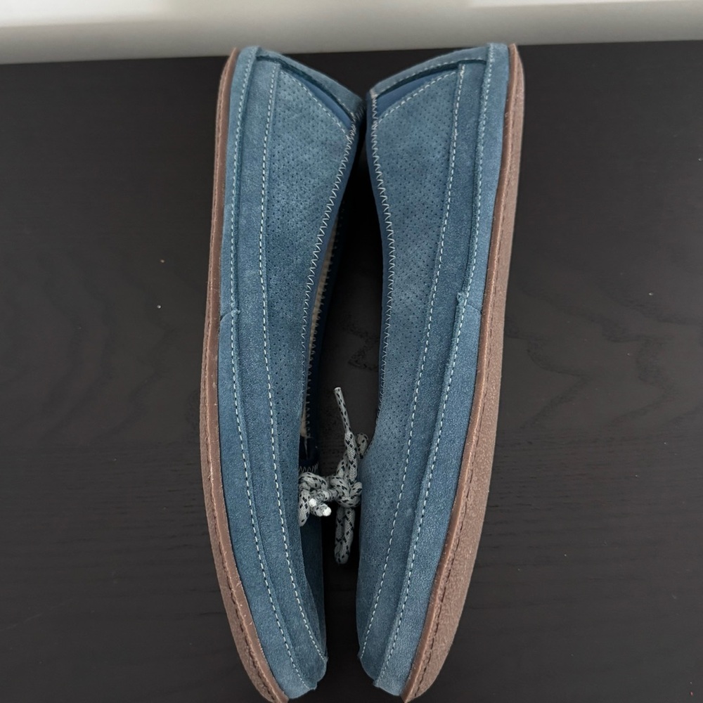 L.L.Bean‎ Womens Fleece Lined Blue Suede Slippers Slip-On Moccasins Size 11 M - Picture 5 of 9